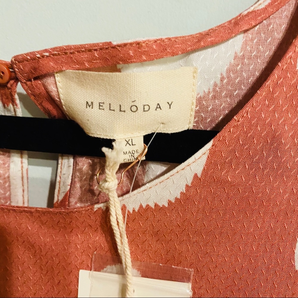 Melloday | Polka Dot Drawstring Hem Blouse Mauve - Picture 4 of 6